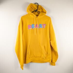 Champion L Graphic Pullover Hoodie Mr Beast Logo Yellow Streetwear Sweatshirt